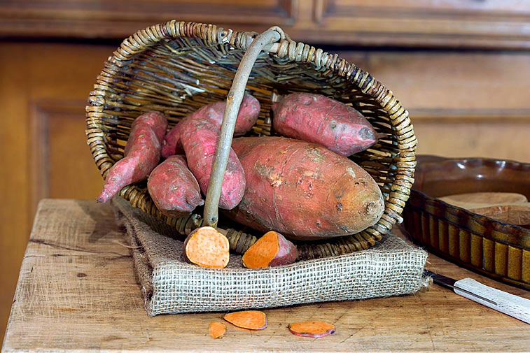 Bio Süßkartoffeln im Vintage Landhaus Erntekorb