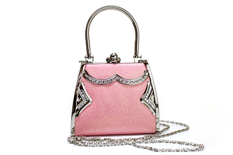 Rosa Handtasche Glamour Abendtasche Bügeltasche Straß