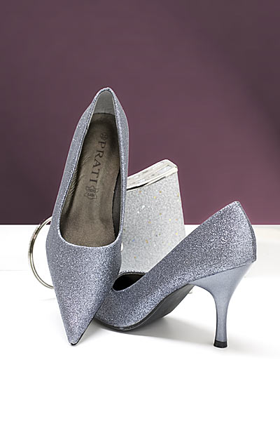 Silber-Metallic Pumps Glitter Glimmer Glamour High-Heels