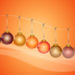 Weihnachtskugeln Christbaumkugeln Reihe Wäscheleine orange