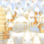 Frohe Weihnachten Winterlandschaft Schnee Häuser Hirsche Neues Jahr