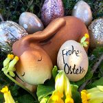 Frohe Ostern Osterhase Osternest Ostereier Schlüsselblumen