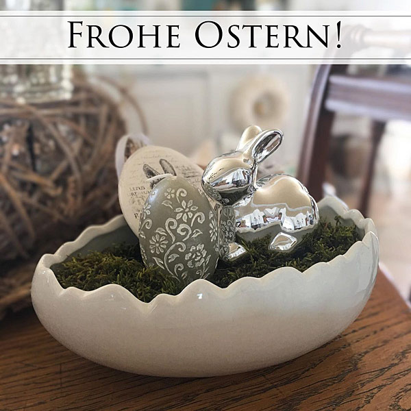 Frohe Ostern Osternest Osterhase schöne Landhaus Shabby Dekoration