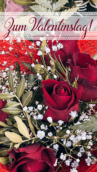 Rote Rosen Blumenstrauß zum Valentinstag