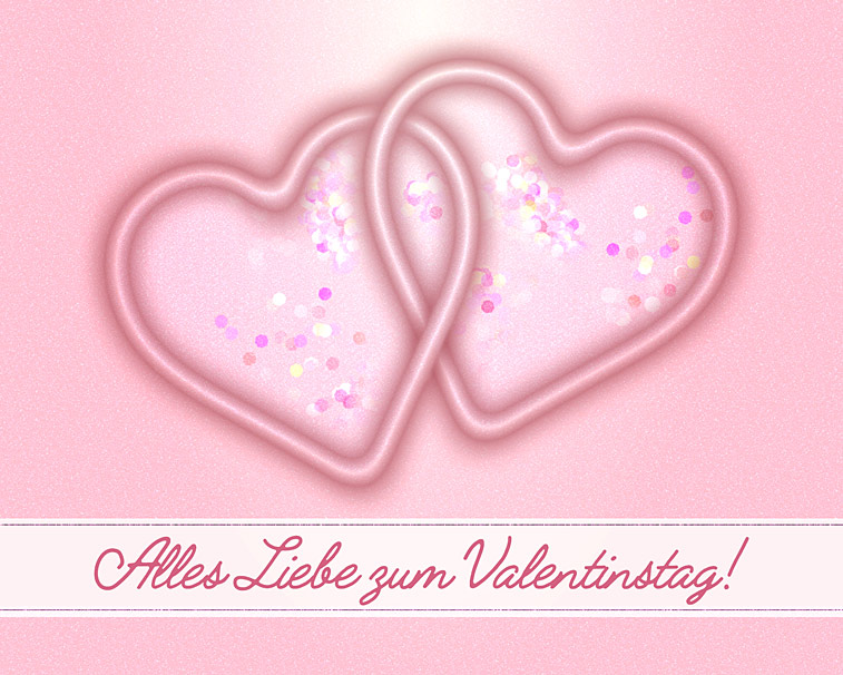 Verschlungene rosa Herzen Alles Liebe zum Valentinstag Grusskarte